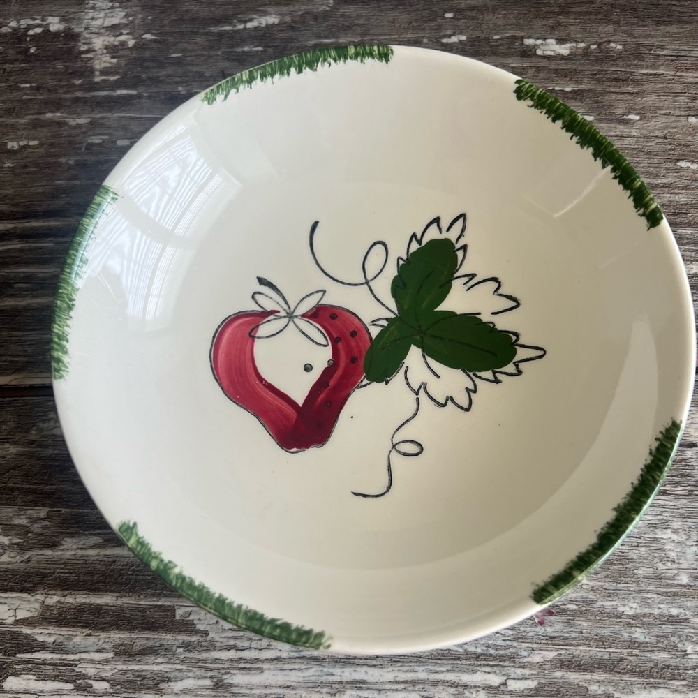 Blue Ridge Southern Pottery Decorative Strawberry‎ Sundae Shallow Bowl Vintage